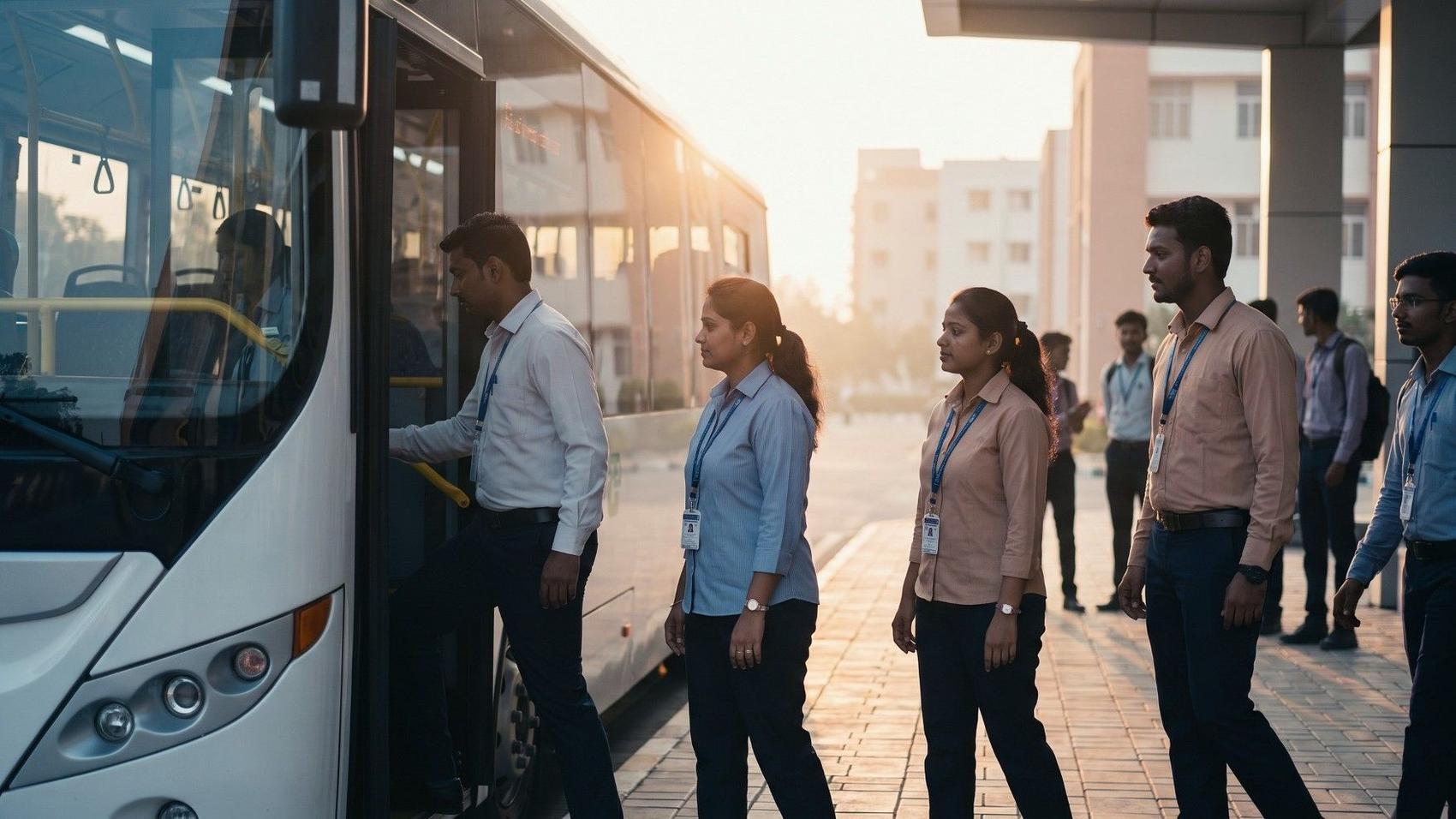 Passengers boarding an electric bus